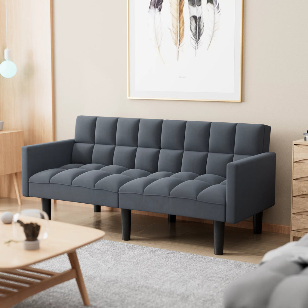 Grey Adjustable Backrest Sofa Bed W7136