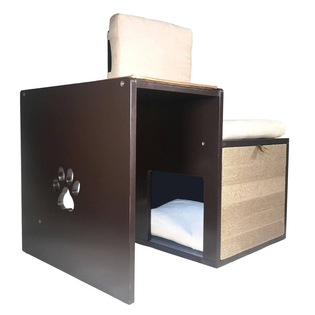 Brown Cat Walk Love Seat with Scratching Posts and Storage A692833