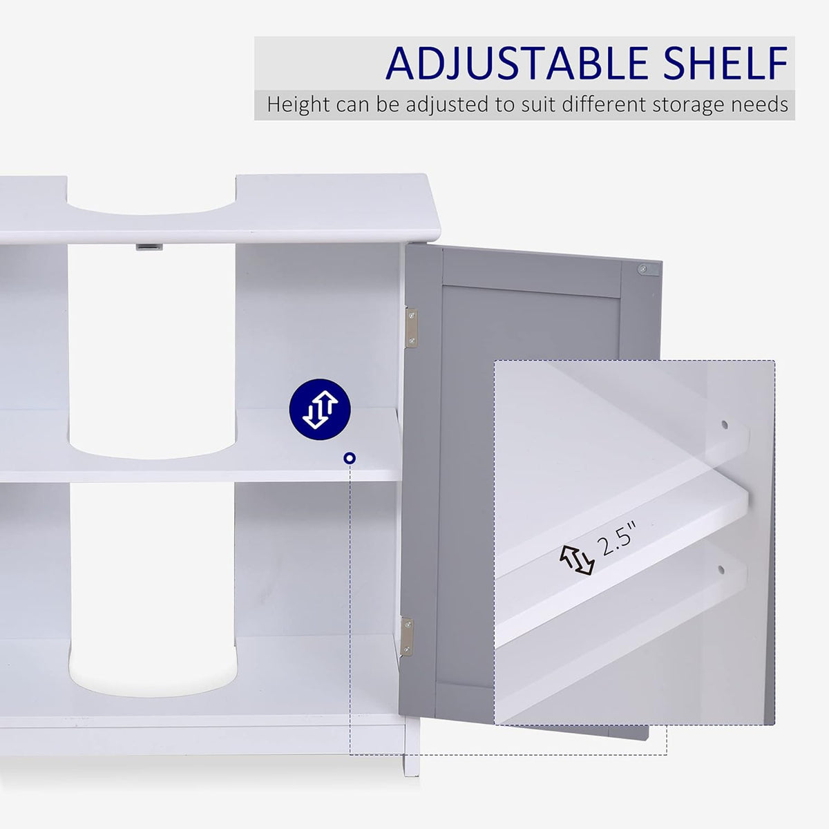 White and Grey Under-Sink Bathroom Vanity Cabinet K184583