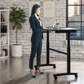 Black Height Adjustable Sit Stand Desk with Casters P17123