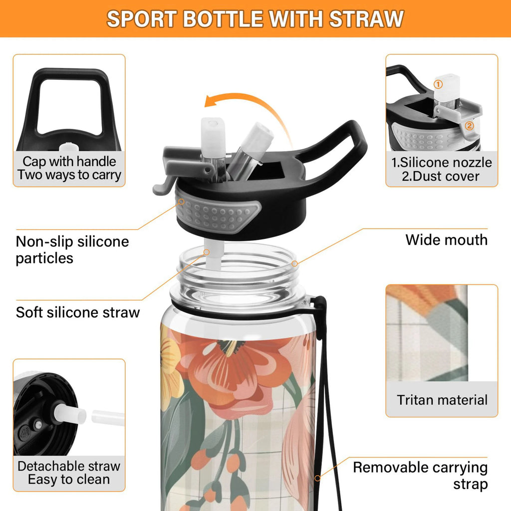 32oz Clear Triton Sports Water Bottle with Straw A4492
