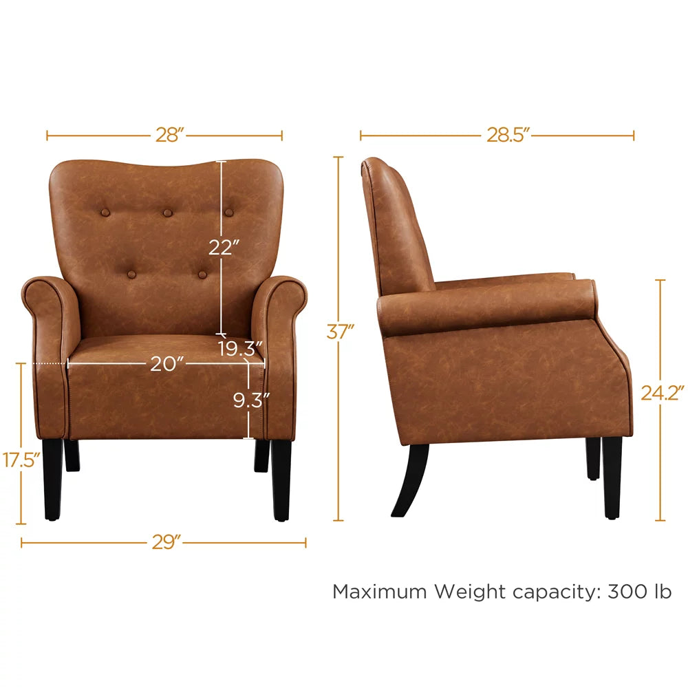 Set of 2 Brown Faux Leather Accent Chair R373
