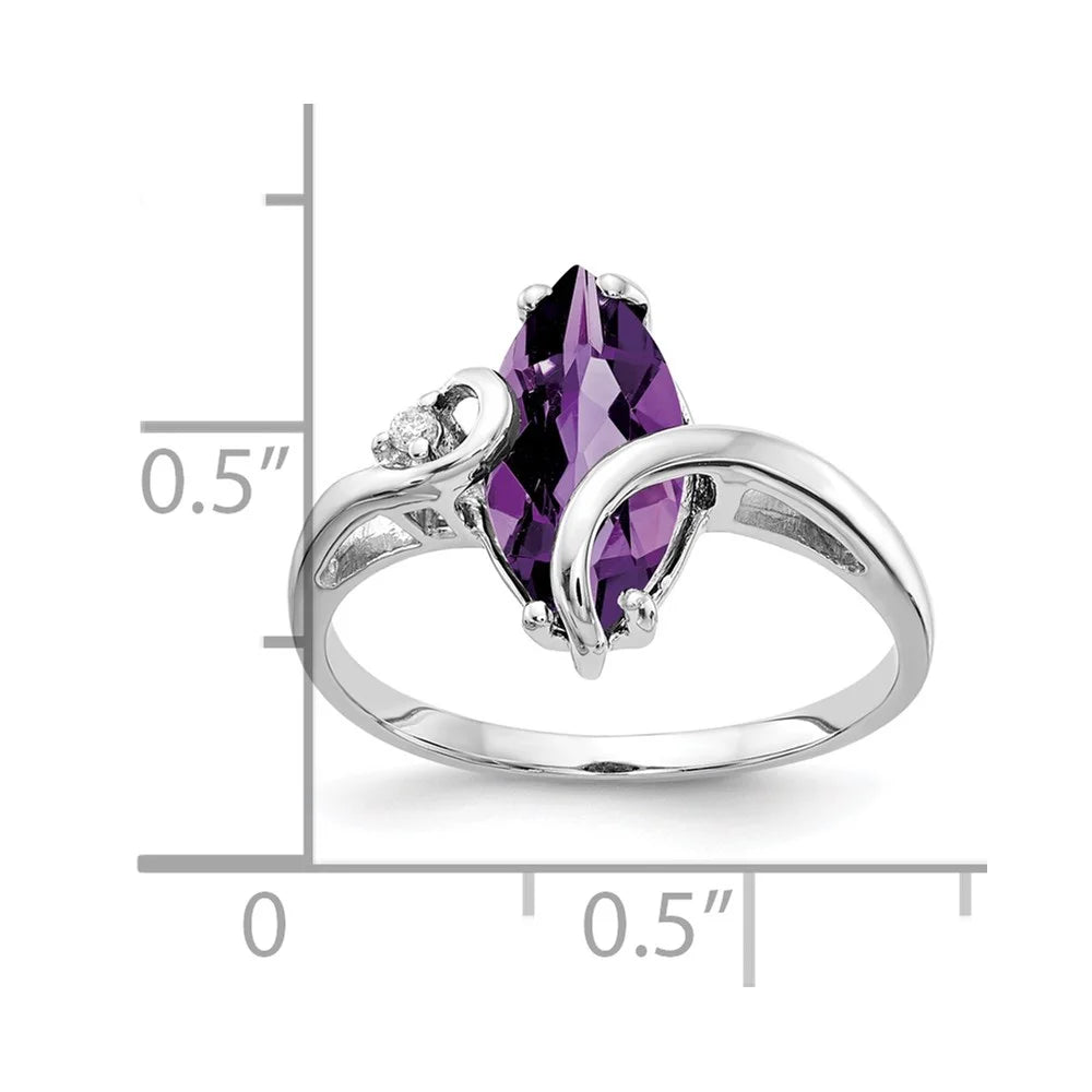 14 Karat White Gold Marquise Amethyst and Diamond Ring T198394