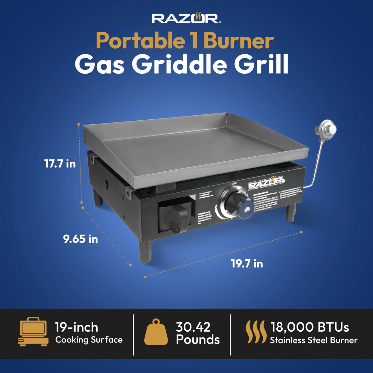 19" Portable 1 Burner LP Propane Gas Grill W108