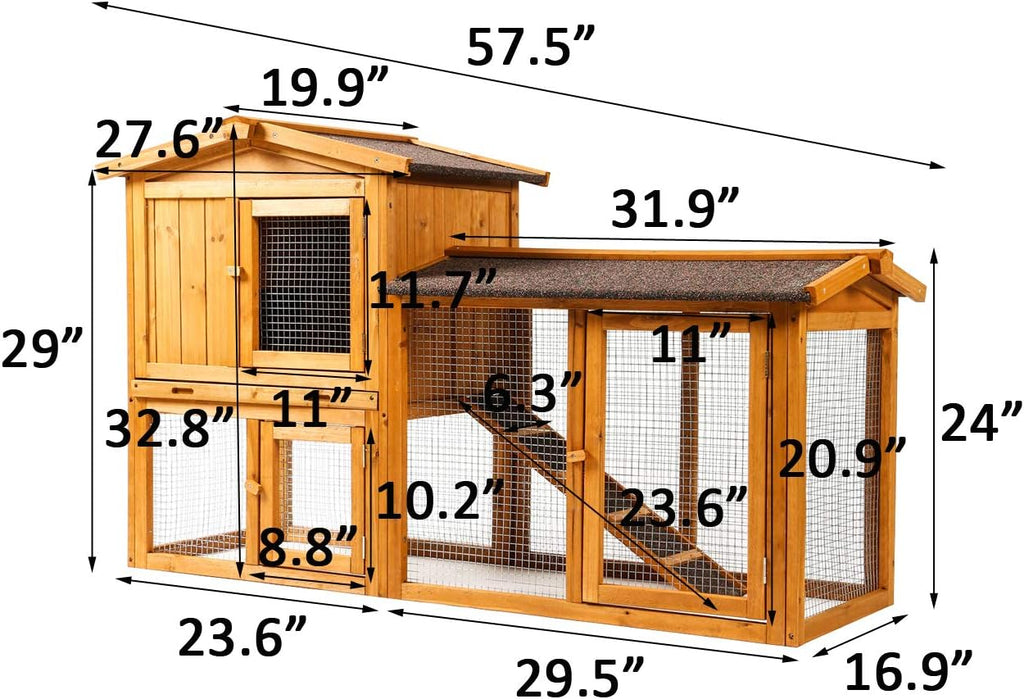 Large Wooden Outdoor Chicken Coop with Removable Tray & Ramp H588