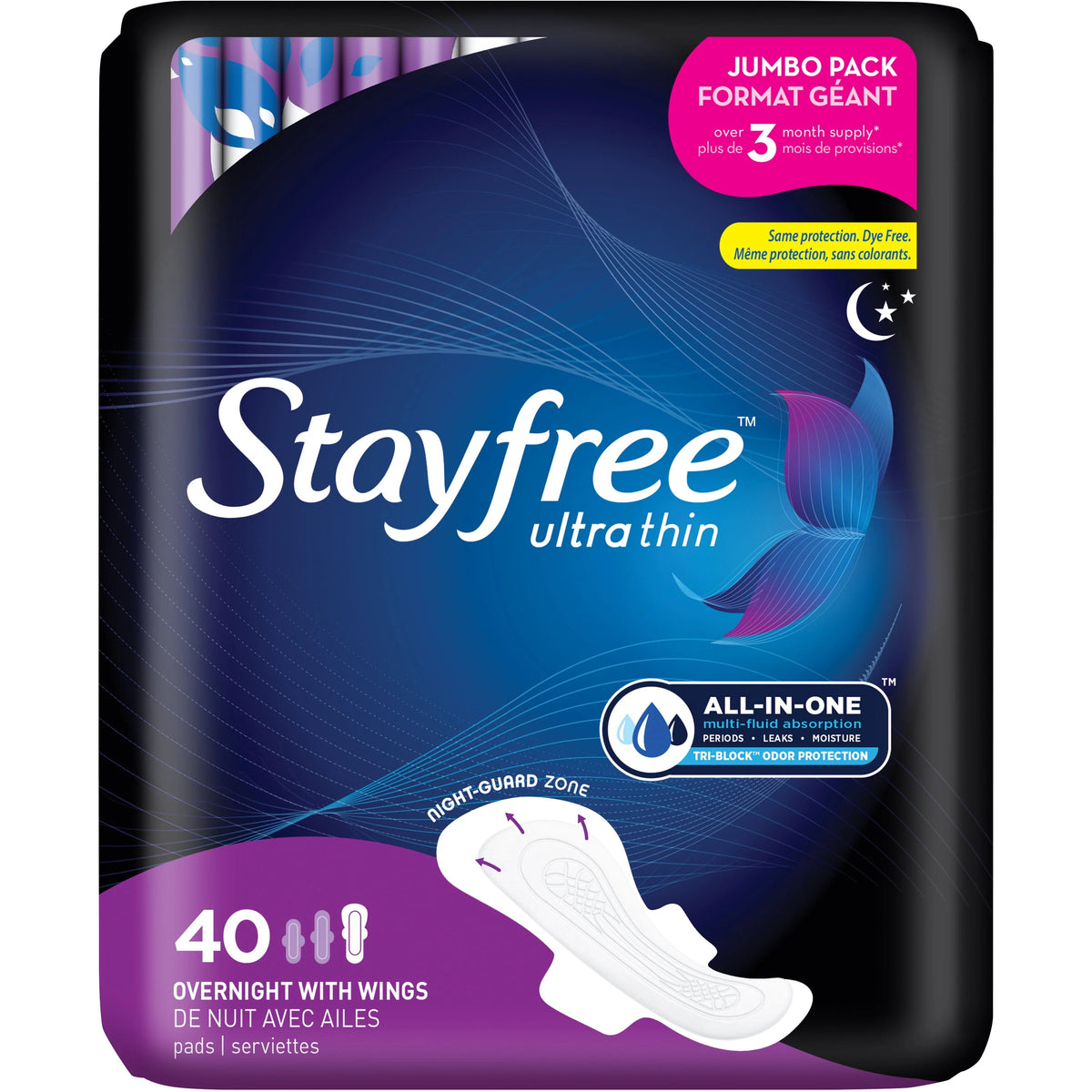 Ultra Thin Overnight Pads With Wings, 40 Ct D439