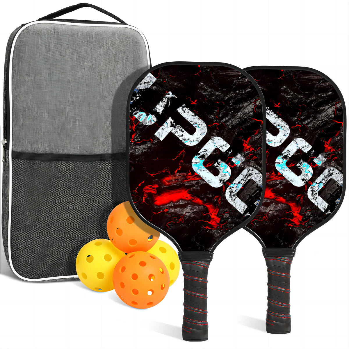 Graphite Fiber Pickleball Paddles Set with 4 Balls and Backpack L862380