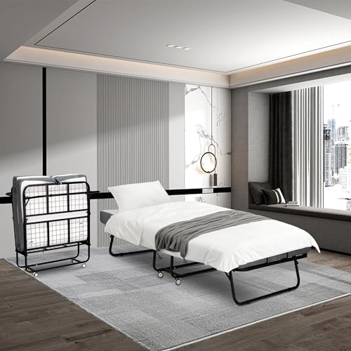 Black Folding Rollaway Bed with Mattress F1095