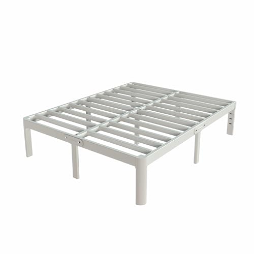 White Queen Size 12 Inch Metal Bed Frame S8157