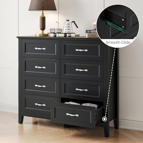 Black 5 Drawer Dresser with Metal Handles I785