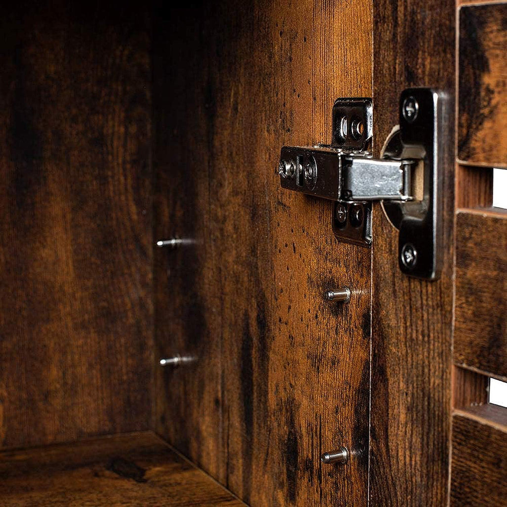 Rustic Brown Bathroom Storage Cabinet with 3 Open Shelves and Closed Compartments W966