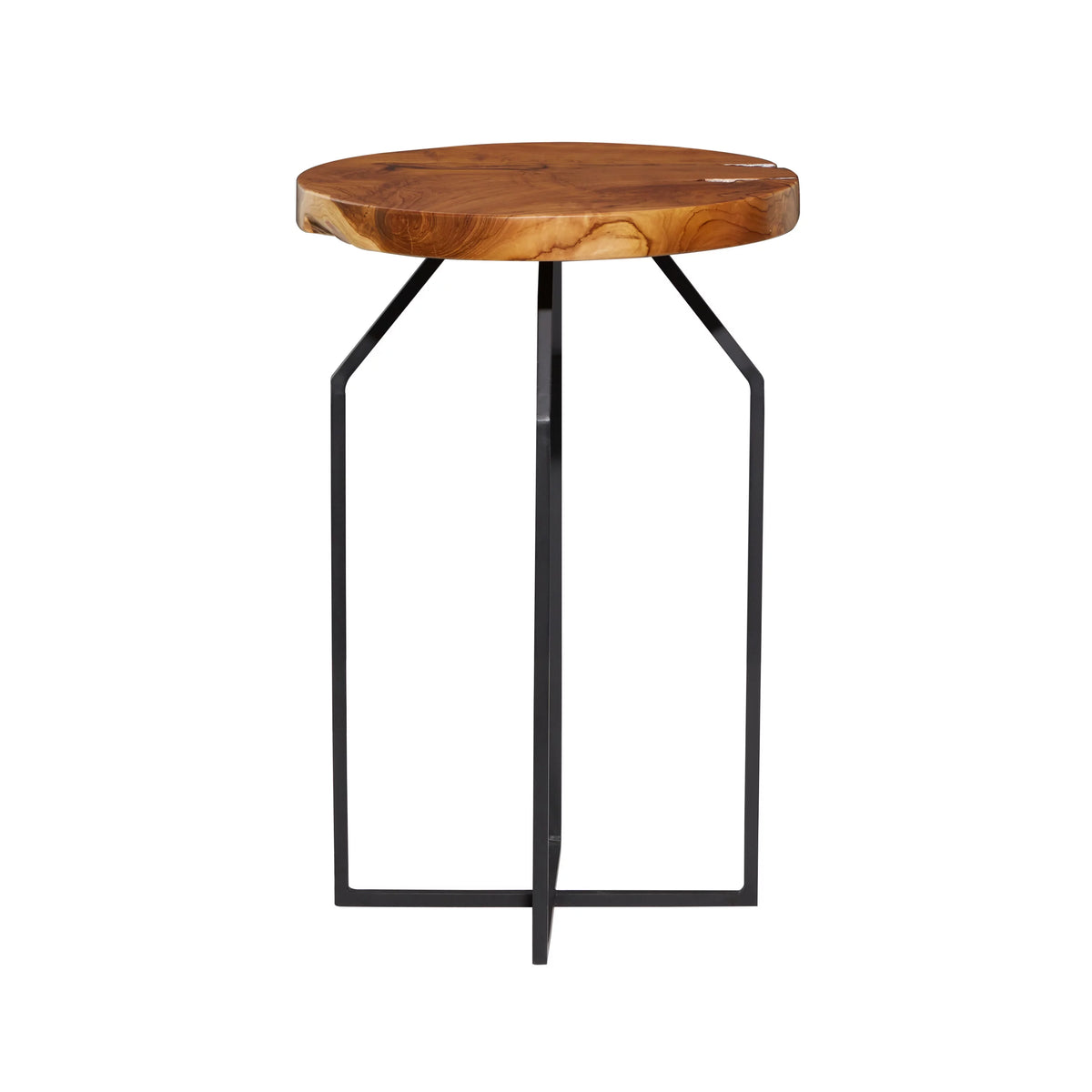 16" x 24" Brown Teak Wood Live Edge Accent Table Z4944