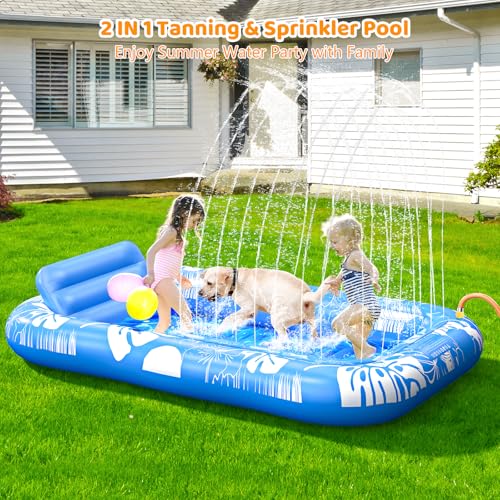 Inflatable Tanning Pool Lounger Float with Sprinkler P6337