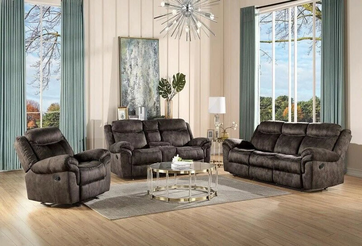 Chocolate Velvet 2pc Motion Sofa Set W610872
