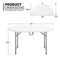 11 Pieces 4.5 Ft White Round Foldable Plastic Table and Chair Set Y276089
