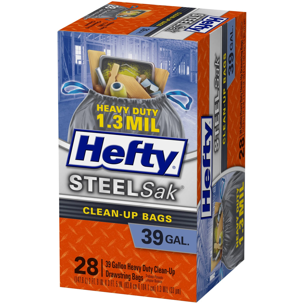 Heavy Duty Large Trash Bags, Black, Unscented, 39 Gallon, 28 Count Q60500