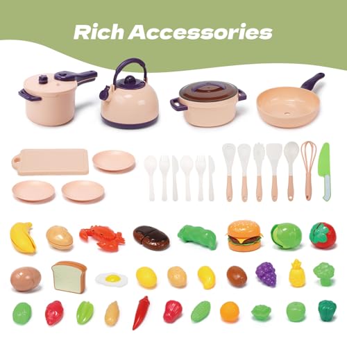 51 Pc Mini Play Kitchen Accessories Playset with Pots Pans Utensils K627