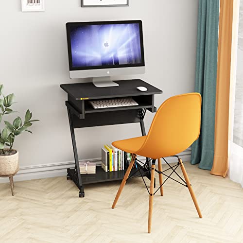 Brown Rolling Computer Desk with Keyboard Tray D416051