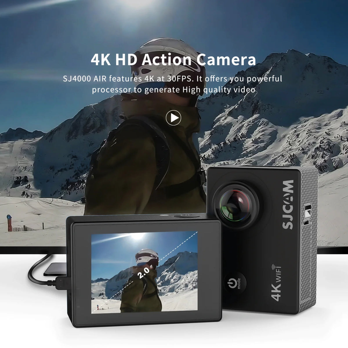 4K Sports Camera with WiFi and Waterproof Case M39610