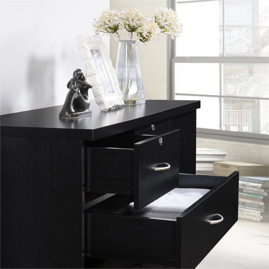 7 Drawer Wood Chest Set with Locks in Black K823142