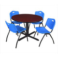 48 In. Round Laminate Table with 4 Blue Stack Chairs P698018
