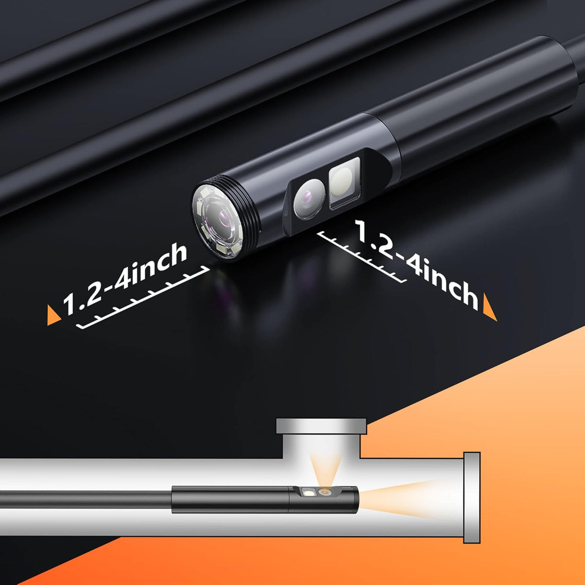 7.9mm 1080P Dual Lens Borescope Endoscope Camera with 4.5 IPS Screen Z52702