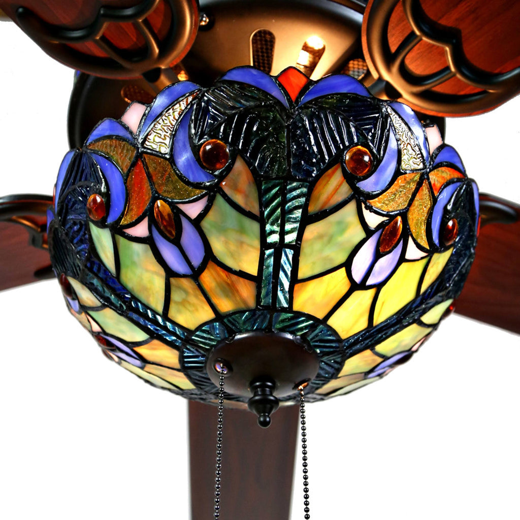 Blue Stained Glass Ceiling Fan Z46797