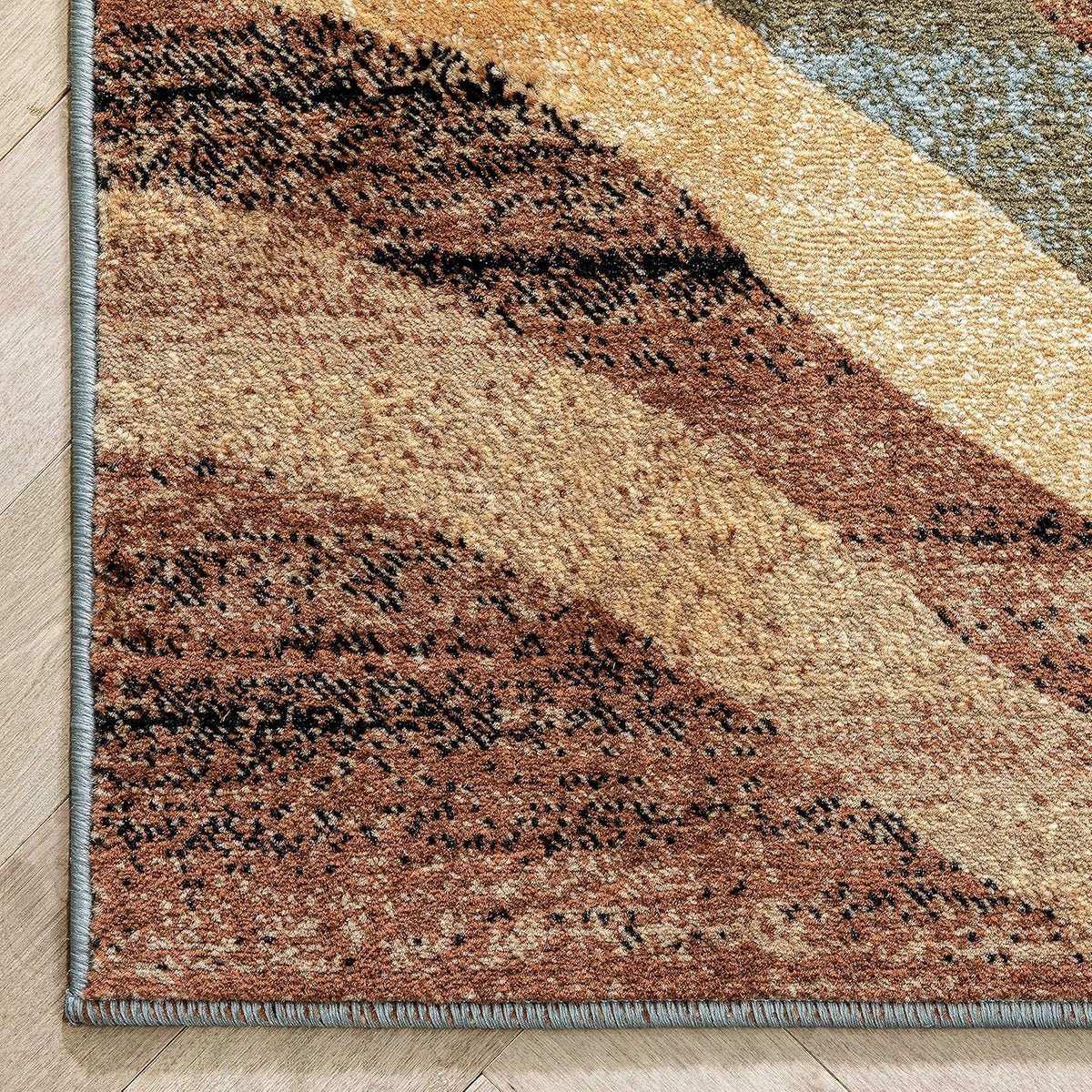 Blue Brown Geometric Area Rug 8x10 I962544