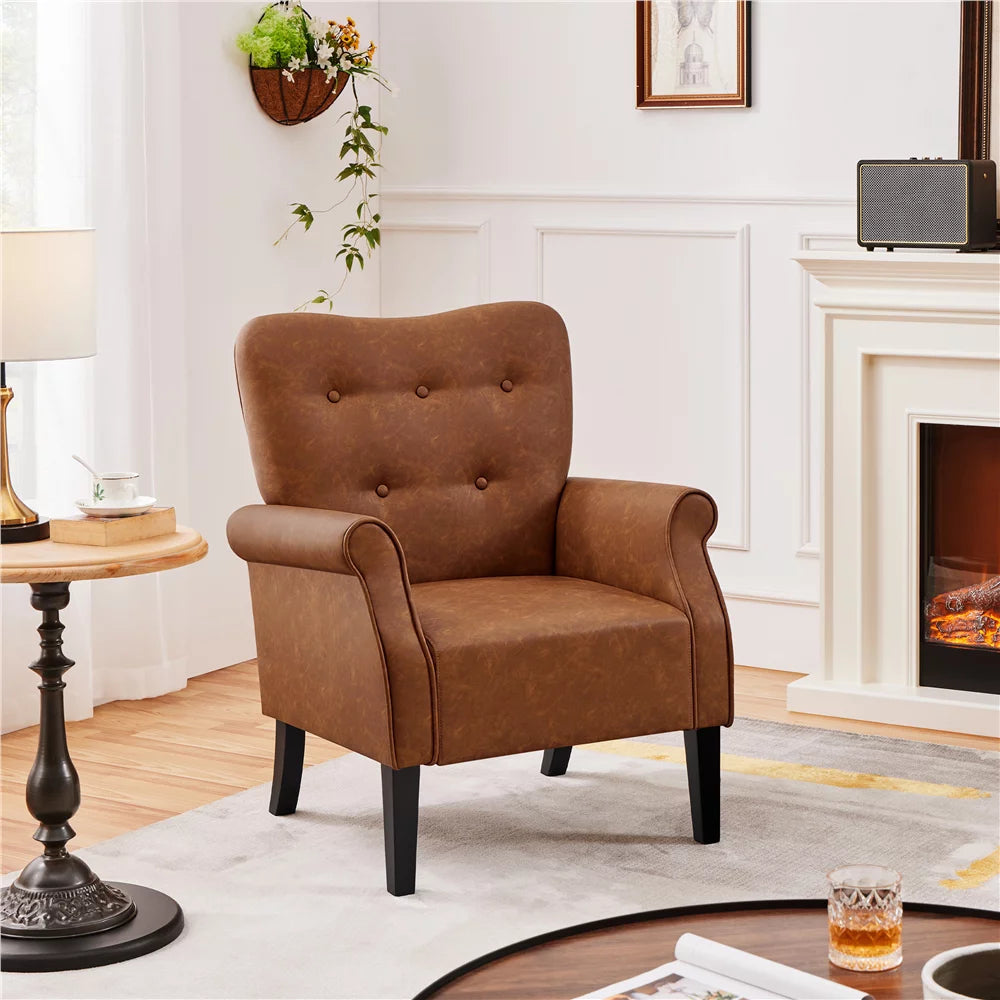 Set of 2 Brown Faux Leather Accent Chair R373