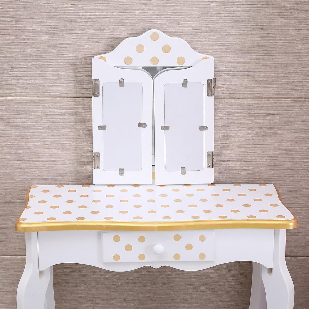 Kids Vanity Table and Stool Set with 3 Mirrors T210