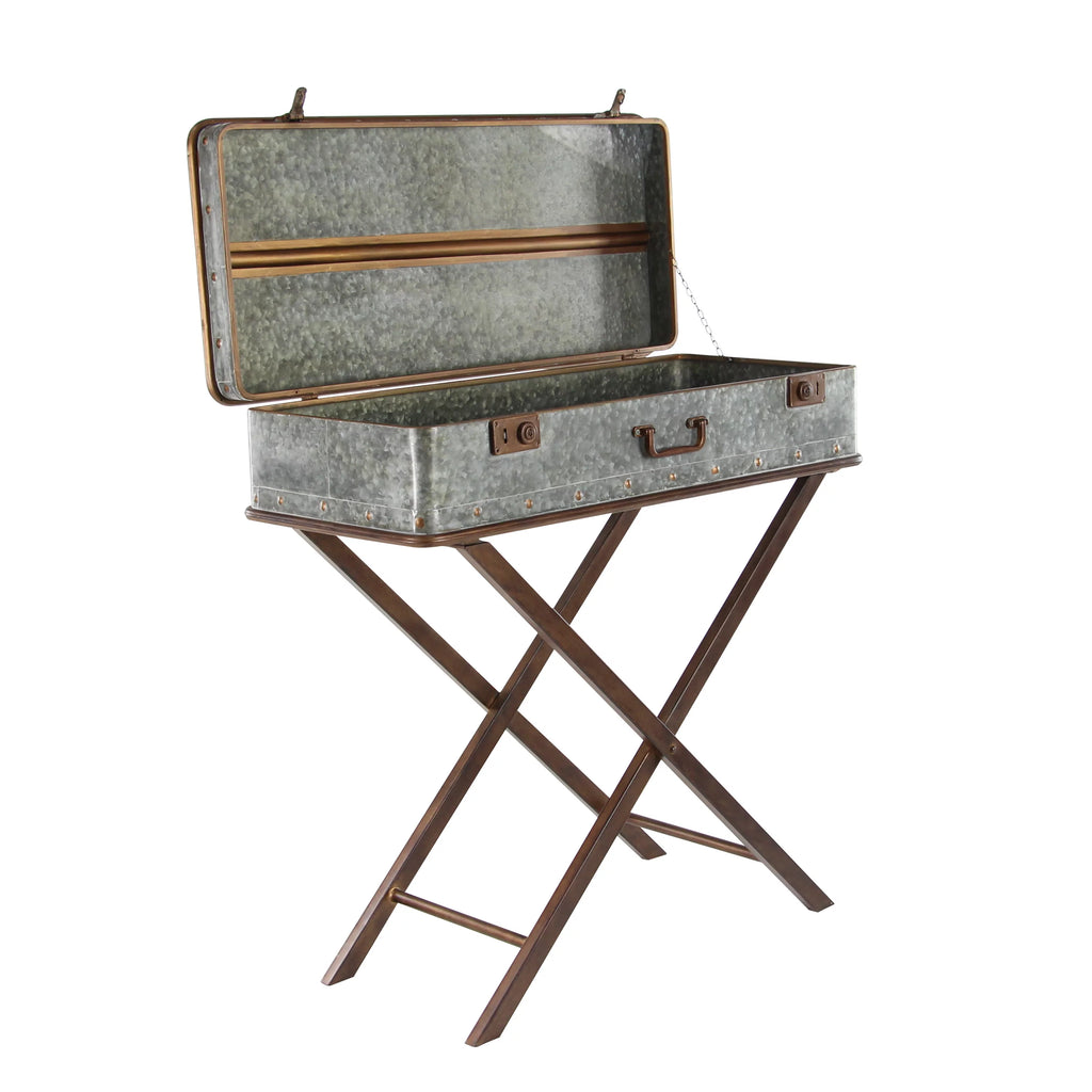 32" x 32" Gray Metal Accent Table V49649