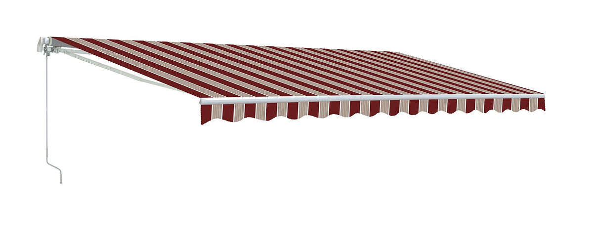 Retractable Motorized Patio Awning, 20 x 10, Multi Stripe Red L99724
