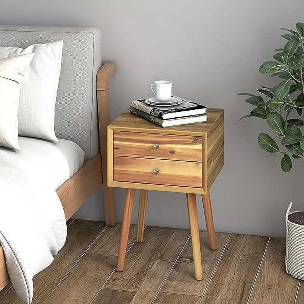 White 2 Drawer Wooden Nightstand C758666