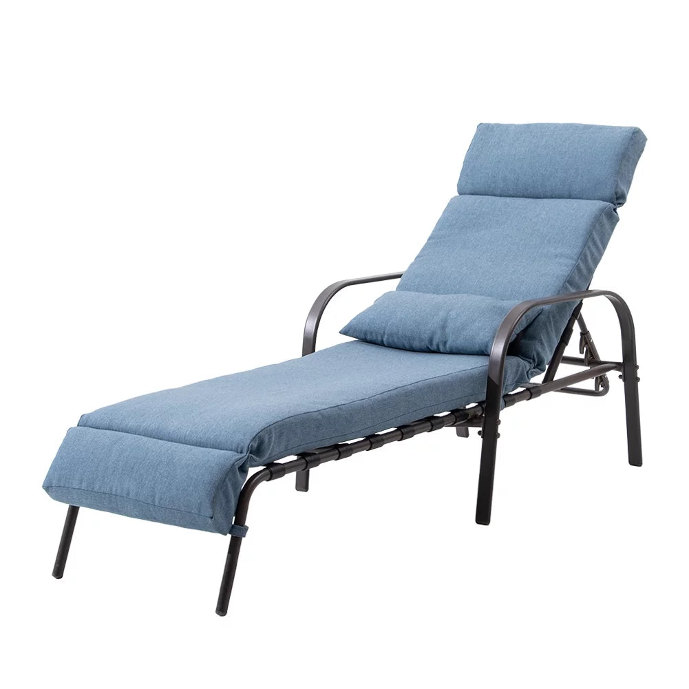 Blue Outdoor Steel Recliner Chaise Lounge Q451