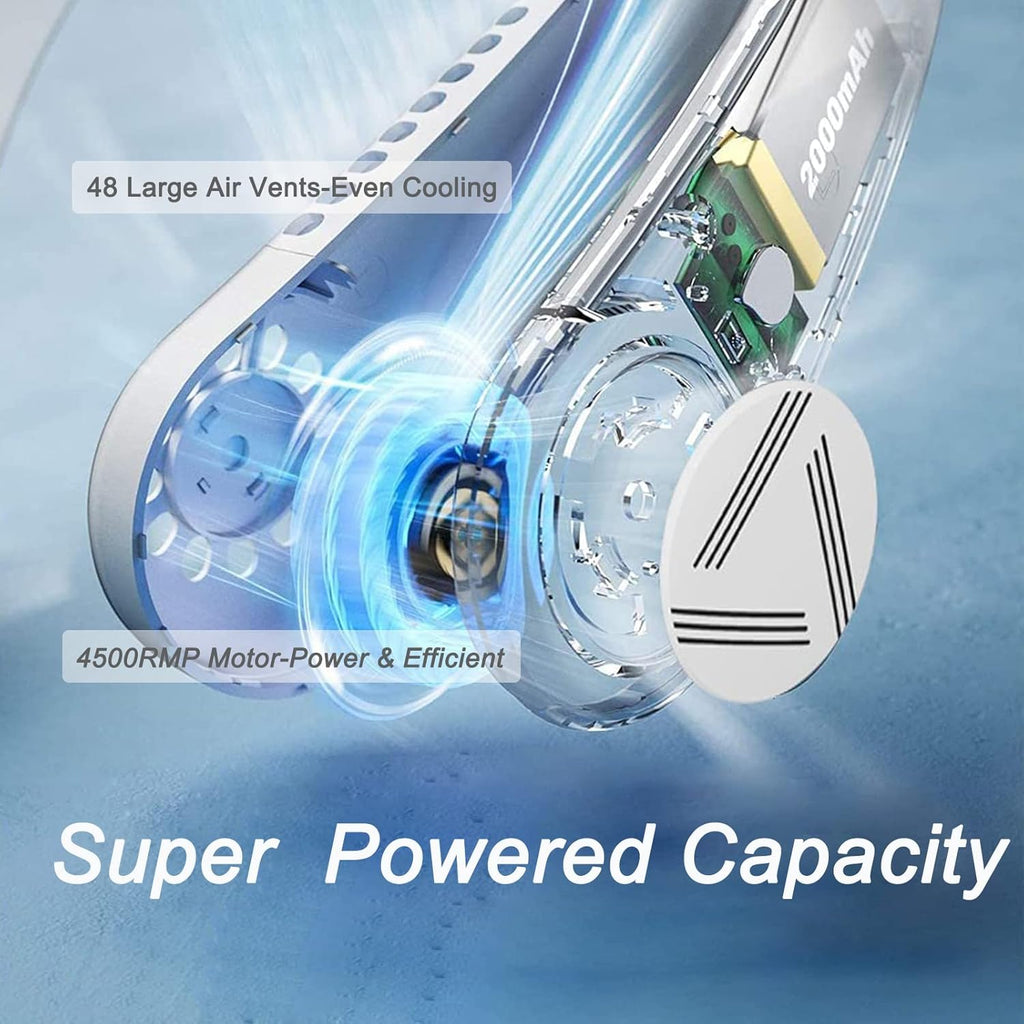 Portable Neck Fan, Wearable Bladeless Cooling Fan, 4000mAh Battery, Pack of 2 E98789