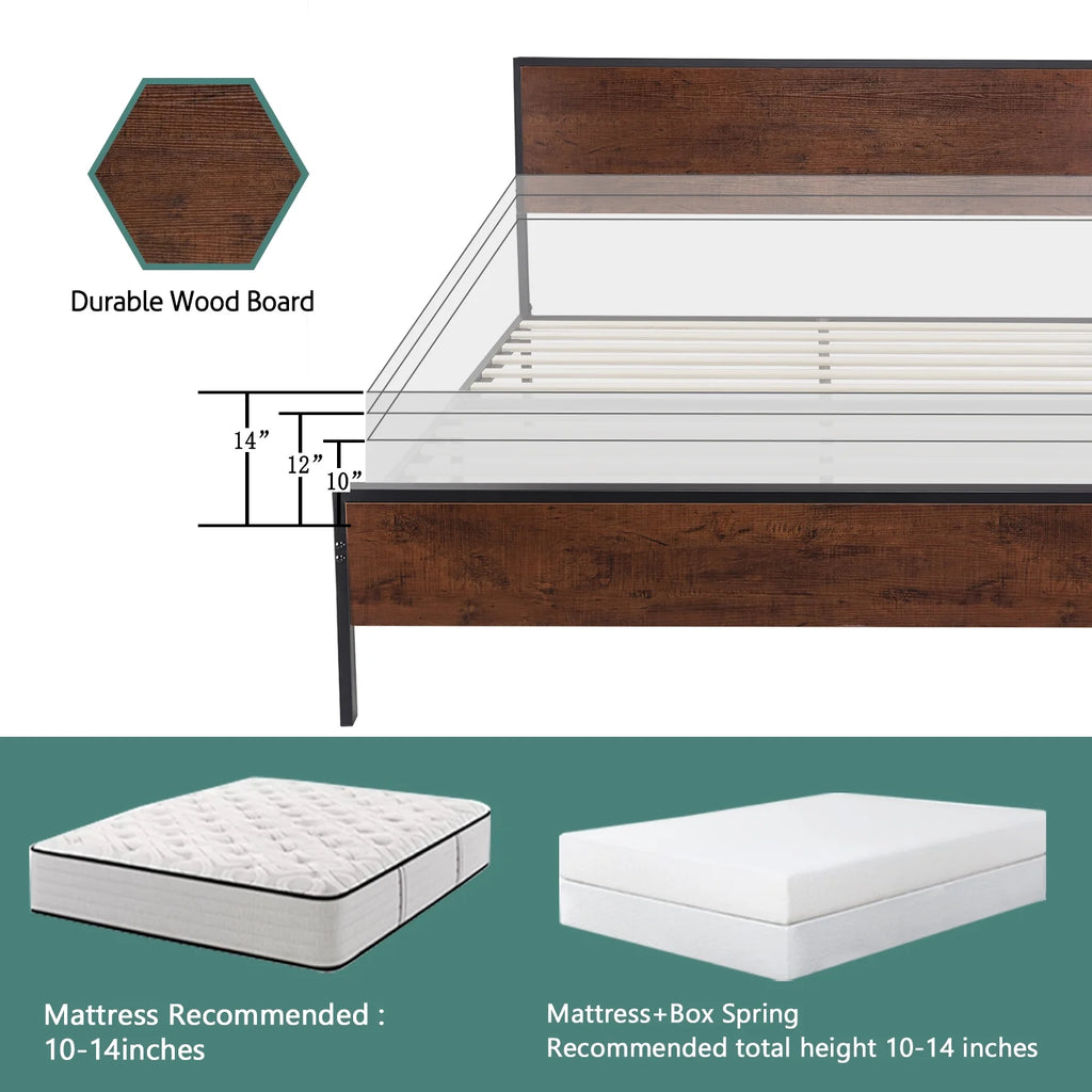 Queen Size Black Oak Headboard Bed Frame C454351