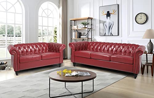 Green Velvet Chesterfield Sofa and Club Chair Set I411464