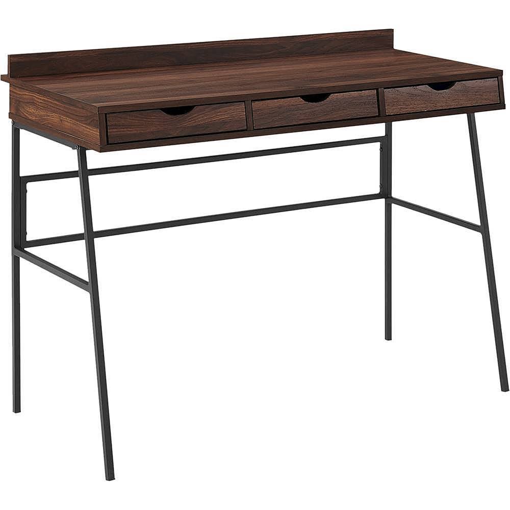 Industrial Wood 3-Drawer Computer Desk, Dark Walnut V50097