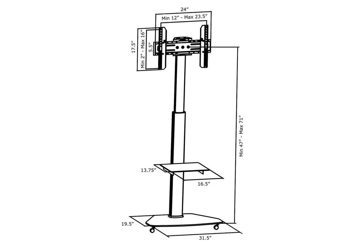 Mobile TV Cart with Wheels O9451