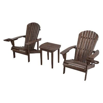 Dark Brown Adirondack Chair Set with End Table C362