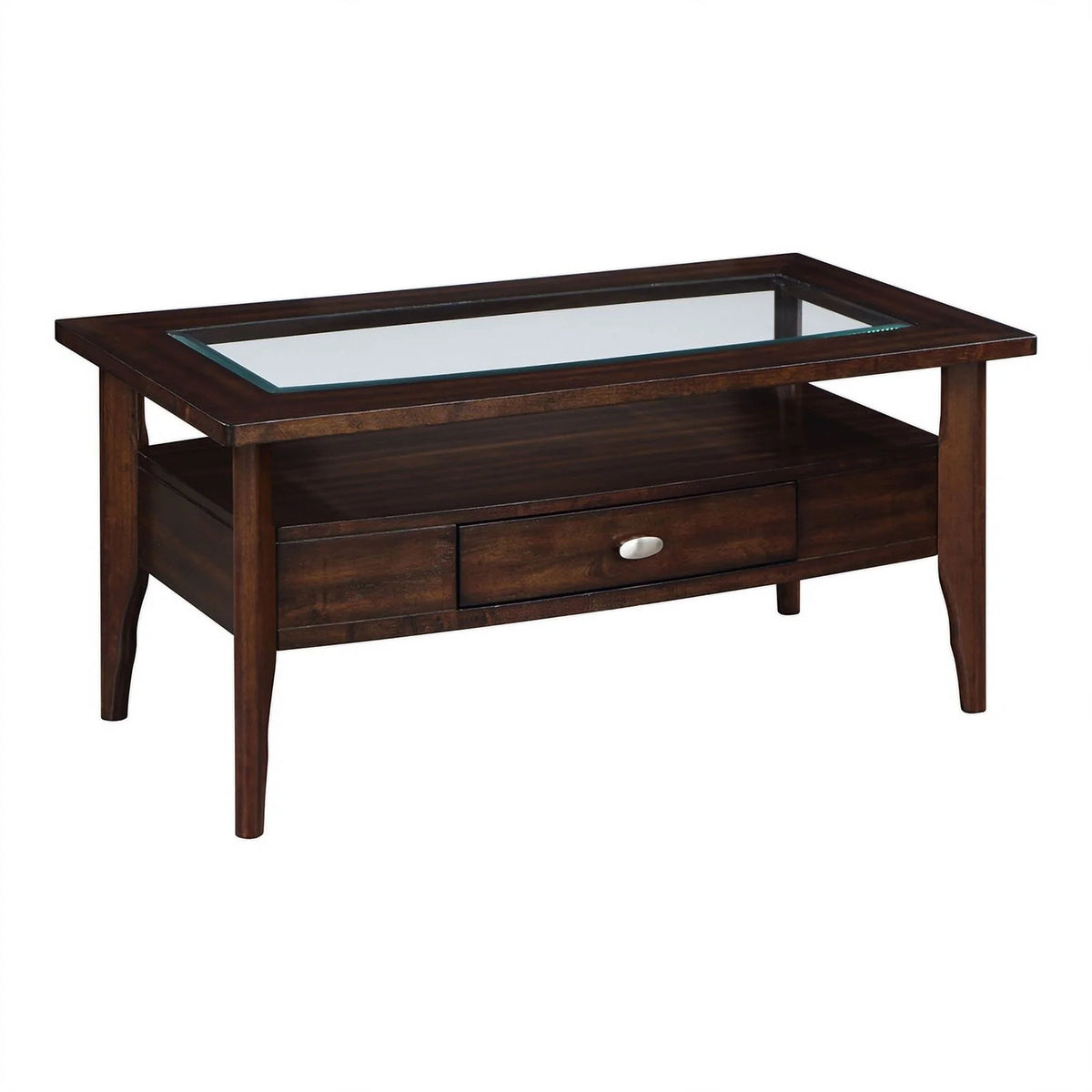 2-Piece Wood Storage Coffee Table Set in Dark Walnut O754984