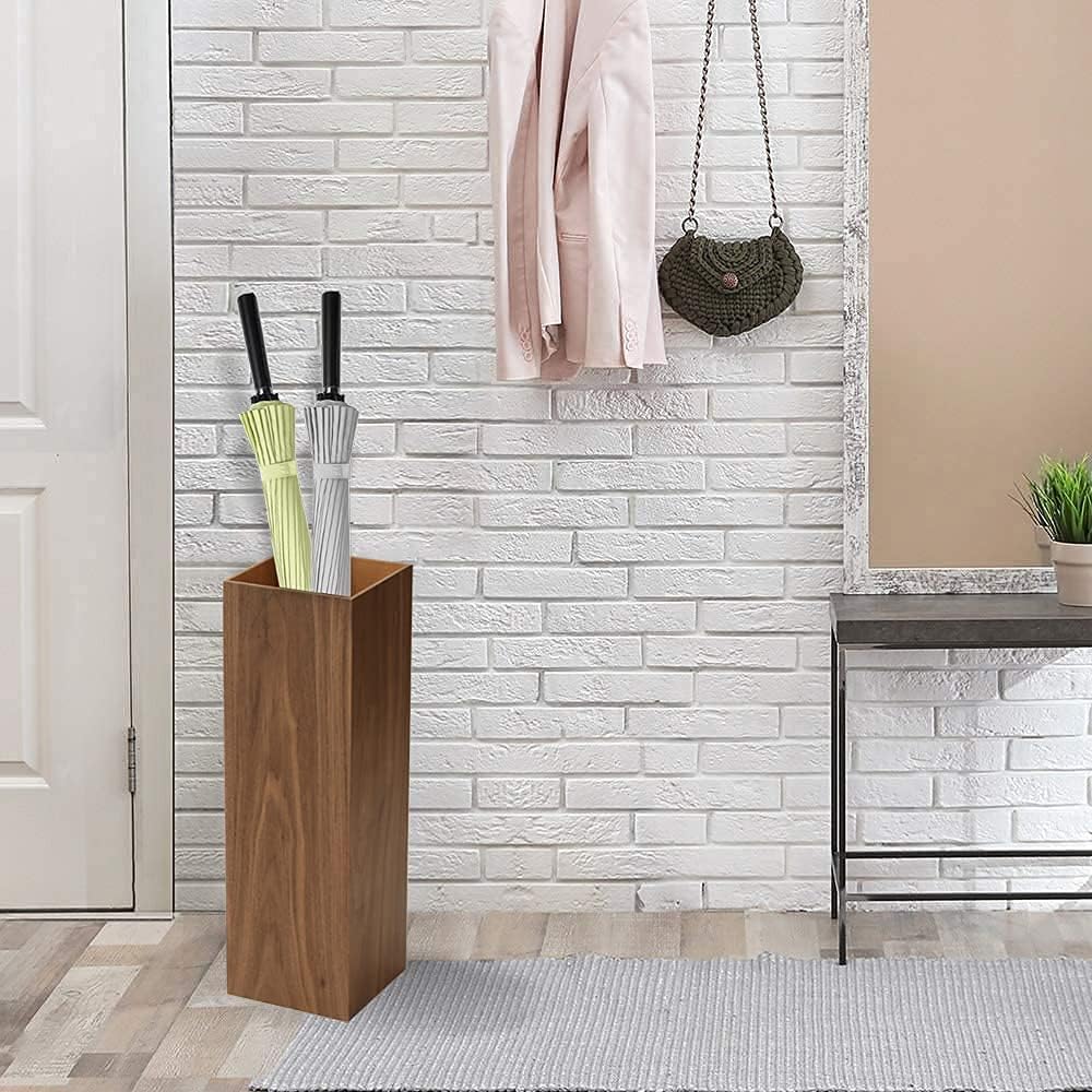 Walnut Wood Umbrella Stand with Drip Tray E12045