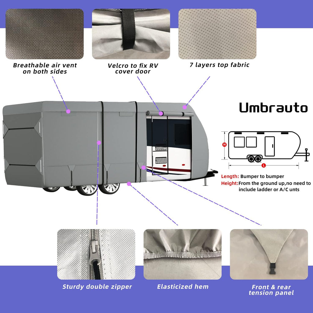 7 Layers Windproof Travel Trailer Cover with Tongue Jack Cover D676901