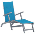 Patio Deck Chair with Footrest and Cushion Solid Wood Acacia T15299