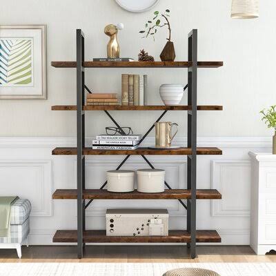 Distressed Brown Metal Standard Bookcase F850