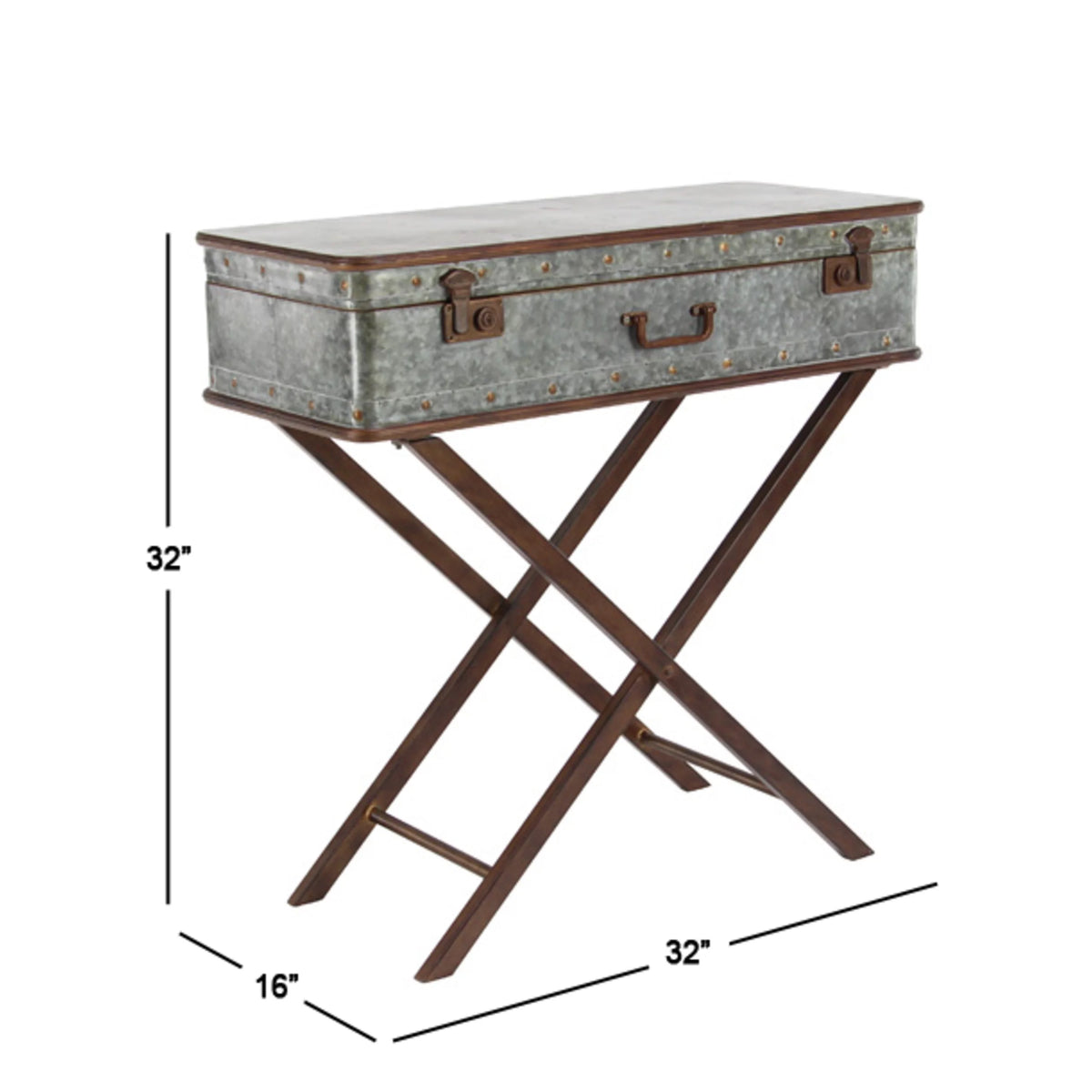 32" x 32" Gray Metal Accent Table V49649