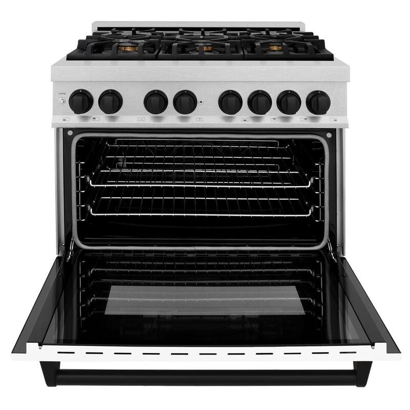 36 in. 6 Burner Dual Fuel Range in Stainless Steel, White Matte and Matte Black L748463