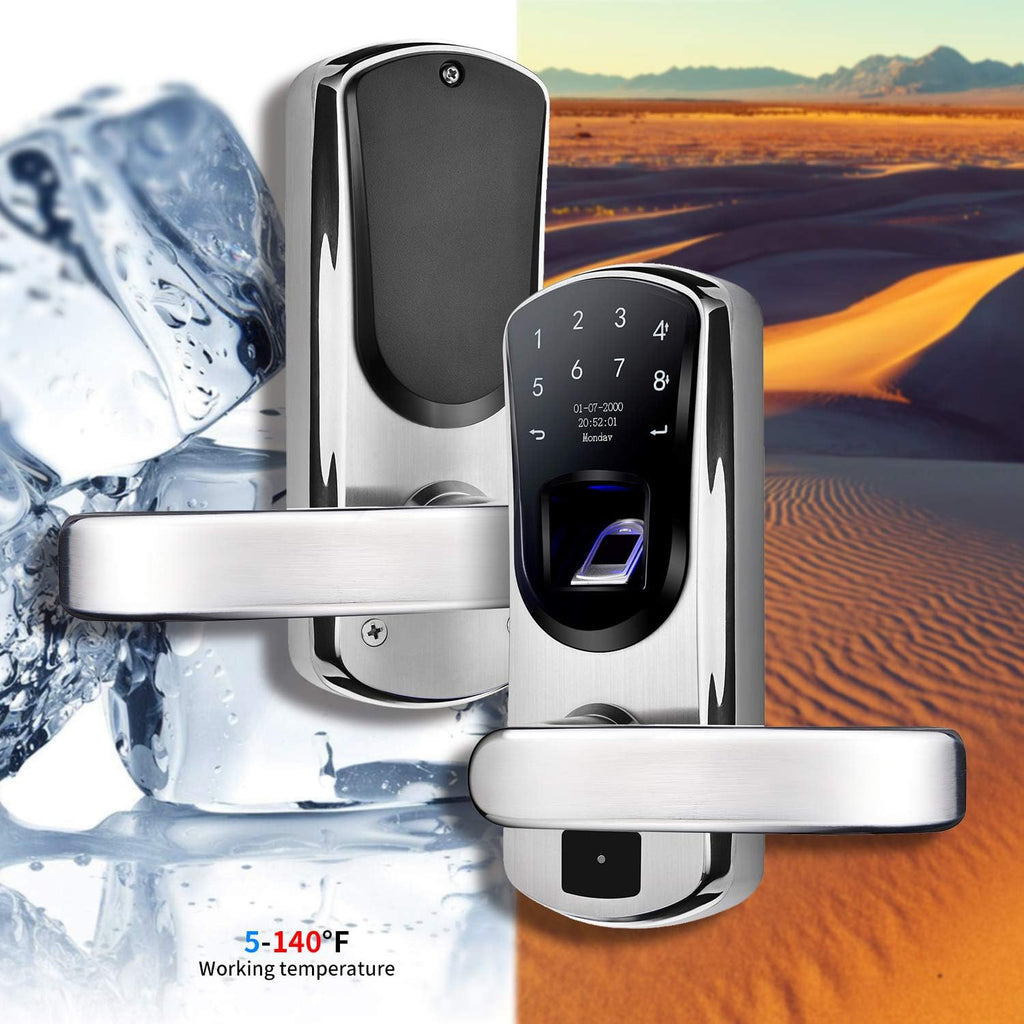 Smart Door Lock with Fingerprint Stainless Steel Touchscreen H2575