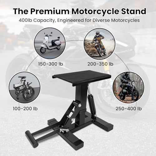 Heavy Duty Steel Hydraulic Motorcycle Jack Lift Stand 400 lbs Capacity I19858