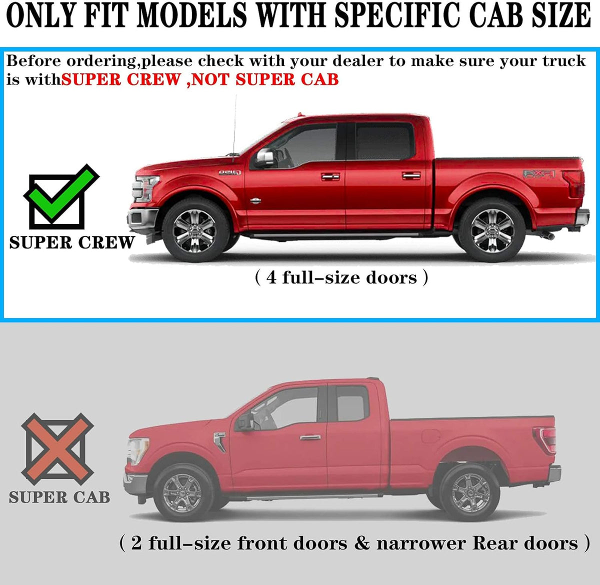 6 Inch Step Pad Nerf Bar Running Board Replacement for Ford F250 Superduty Crew Cab (Black) Q903